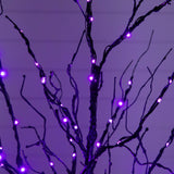 4' Pre-Lit Halloween Black Twig Artificial Tree with 180 Orange & Purple LED Lights