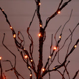 4' Pre-Lit Halloween Black Twig Artificial Tree with 180 Orange & Purple LED Lights