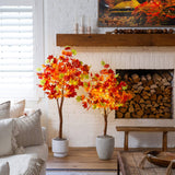 4' Pre-Lit Shades of Autumn Maple Artificial Fall Tree with 180 Warm White LED Lights