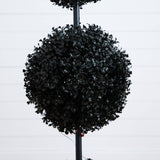 4' UV Resistant Halloween Black Artificial Triple Ball Boxwood Topiary (Indoor/Outdoor)