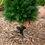 4-ft UV Resistant Artificial Cedar Plant with Integrated Ground Stake (Indoor/Outdoor) - Set of 2