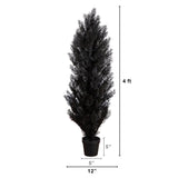 4' UV Resistant Artificial Halloween Black Cedar Tree (Indoor/Outdoor)