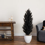 4' UV Resistant Artificial Halloween Black Cedar Tree (Indoor/Outdoor)