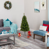 4’ Green Valley Pine Artificial Christmas Tree with 100 Warm White LED Lights and 201 Bendable Branches