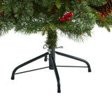4’ Norway Mixed Pine Artificial Christmas Tree with 150 Clear LED Lights, Pine Cones and Berries