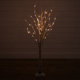 4' Pre-Lit Artificial Birch Tree with 50 Warm White LED Lights