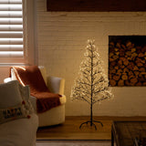 4' Pre-Lit Artificial Halloween Black Starburst Tree with 800 Fairy Warm White LED Lights
