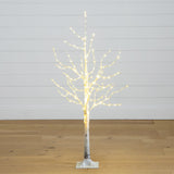 4’ Pre-Lit Artificial White Birch Tree with 180 Warm White LED Lights