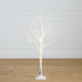 4’ Pre-Lit Artificial White Birch Tree with 240 Color Changing LED Lights