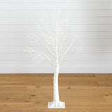 4’ Pre-Lit Artificial White Twig Tree with 160 Warm White LED Lights