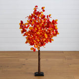 4' Pre-Lit Autumn Artificial Fall Tree with 160 Warm White LED Lights