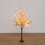 4' Pre-Lit Autumn Eucalyptus Artificial Fall Tree with Berries and 60 LED Lights