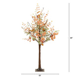 4' Pre-Lit Autumn Eucalyptus Artificial Fall Tree with Berries and 60 LED Lights