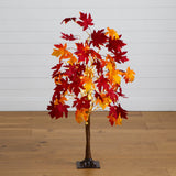 4' Pre-Lit Autumn Weeping Maple Artificial Fall Tree with 180 Warm White LED Lights