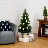 4' Pre-Lit Fiber Optic Artificial Christmas Tree with Mixed Tips and 37 LED Warm White Lights
