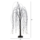 4’ Pre-Lit Halloween Black Willow Artificial Fall Tree with 120 Orange & Purple LED Lights