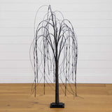 4’ Pre-Lit Halloween Black Willow Artificial Fall Tree with 120 Orange & Purple LED Lights