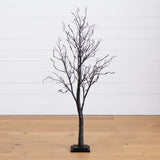 4’ Pre-Lit Halloween Deluxe Black Twig Artificial Tree with 81 Orange & Purple LED Lights
