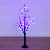 4’ Pre-Lit Halloween Deluxe Black Twig Artificial Tree with 81 Orange & Purple LED Lights