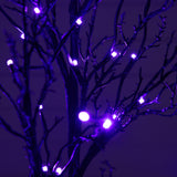 4’ Pre-Lit Halloween Deluxe Black Twig Artificial Tree with 81 Orange & Purple LED Lights