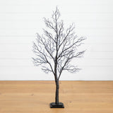 4' Pre-Lit Halloween Minimalist Twig Artificial Fall Tree with 160 Orange & Purple LED Lights