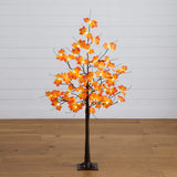 4' Pre-Lit Minimalist Autumn Maple Artificial Fall Tree with 56 Warm White LED Lights