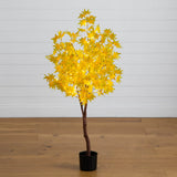 4' Pre-Lit Yellow Autumn Maple Artifical Fall Tree with 150 Warm White LED Lights