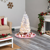 4’ Slim White Artificial Christmas Tree with 100 Warm White LED Lights and 293 Bendable Branches