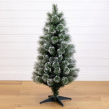 4' Snowy Pre-Lit Fiber Optic Artificial Christmas Tree with 40 Colorful LED Lights