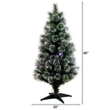 4' Snowy Pre-Lit Fiber Optic Artificial Christmas Tree with 40 Colorful LED Lights