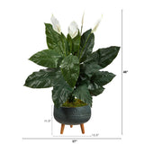 4’ Spathiphyllum Artificial Plant in Black Planter with Stand