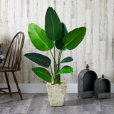 4’ Traveler's Palm Artificial Tree in Country White Planter