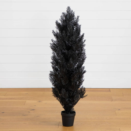 4' UV Resistant Artificial Halloween Black Cedar Tree (Indoor/Outdoor)