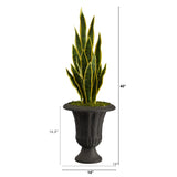 40” Sansevieria Artificial Plant in Charcoal Urn