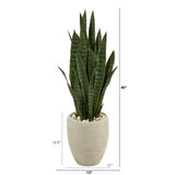 40” Artificial Sansevieria in Sand Colored Planter