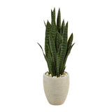 40” Artificial Sansevieria in Sand Colored Planter