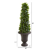 40” Sweet Bay Cone Topiary Artificial Tree in Decorative Brown Urn