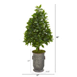 40” Sweet Bay Round Topiary Artificial Tree Thick Shape in Vintage Metal Planter