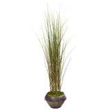 41” Grass and Bamboo Artificial Plant in Metal Bowl