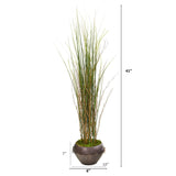 41” Grass and Bamboo Artificial Plant in Metal Bowl