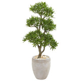 43” Bonsai Styled Podocarpus Artificial Tree in Sandstone Planter