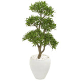 43” Bonsai Styled Podocarpus Artificial Tree in White Planter