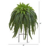 44” Boston Fern Artificial Plant in Stand Black Planter