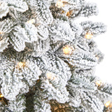 44” Flocked North Carolina Fir Artificial Christmas Tree with 150 Warm White Lights and 545 Bendable Branches in Planter