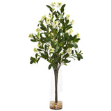 44” Peach Blossom Artificial Arrangement in Glass Vase