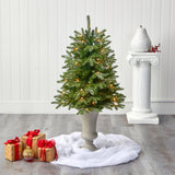 44” Snowed Grand Teton Fir Artificial Christmas Tree with 50 Clear Lights and 111 Bendable Branches in Sand Colored Urn