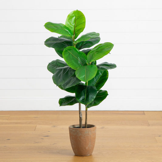 44" Artificial Rubber Tree in Decorative Planter