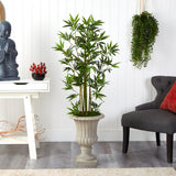 4.5’ Bamboo Palm Artificial Tree in Sand Finished Urn