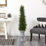 4.5’ Cypress Artificial Tree in Decorative Urn UV Resistant (Indoor/Outdoor)