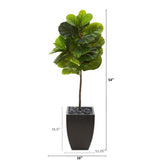 4.5’ Fiddle Leaf Artificial Tree in Black Planter (Real Touch)